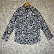 Paul Smith Mens Shirt Floral Blue Print Long Sleeve Tailored Fit Size 17 43”