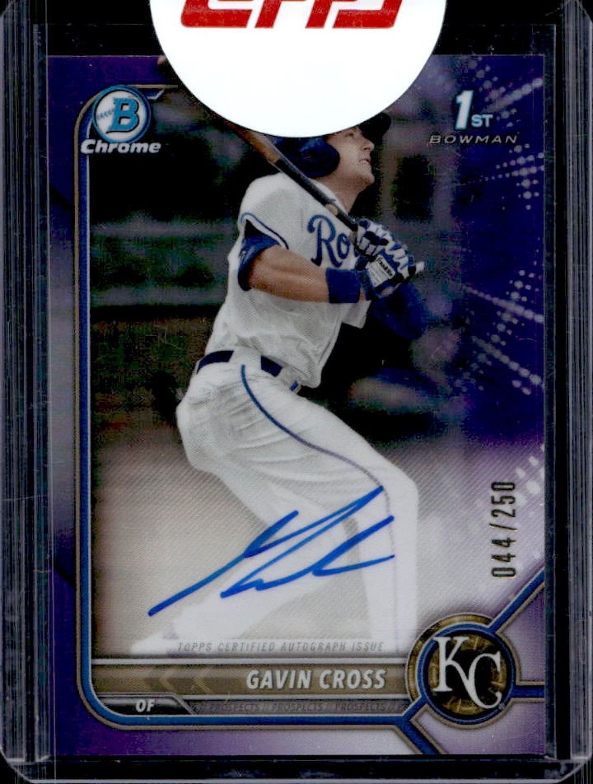 2022 Bowman Draft Gavin Cross Chrome Auto Purple Refractor 1st #/250 Royals