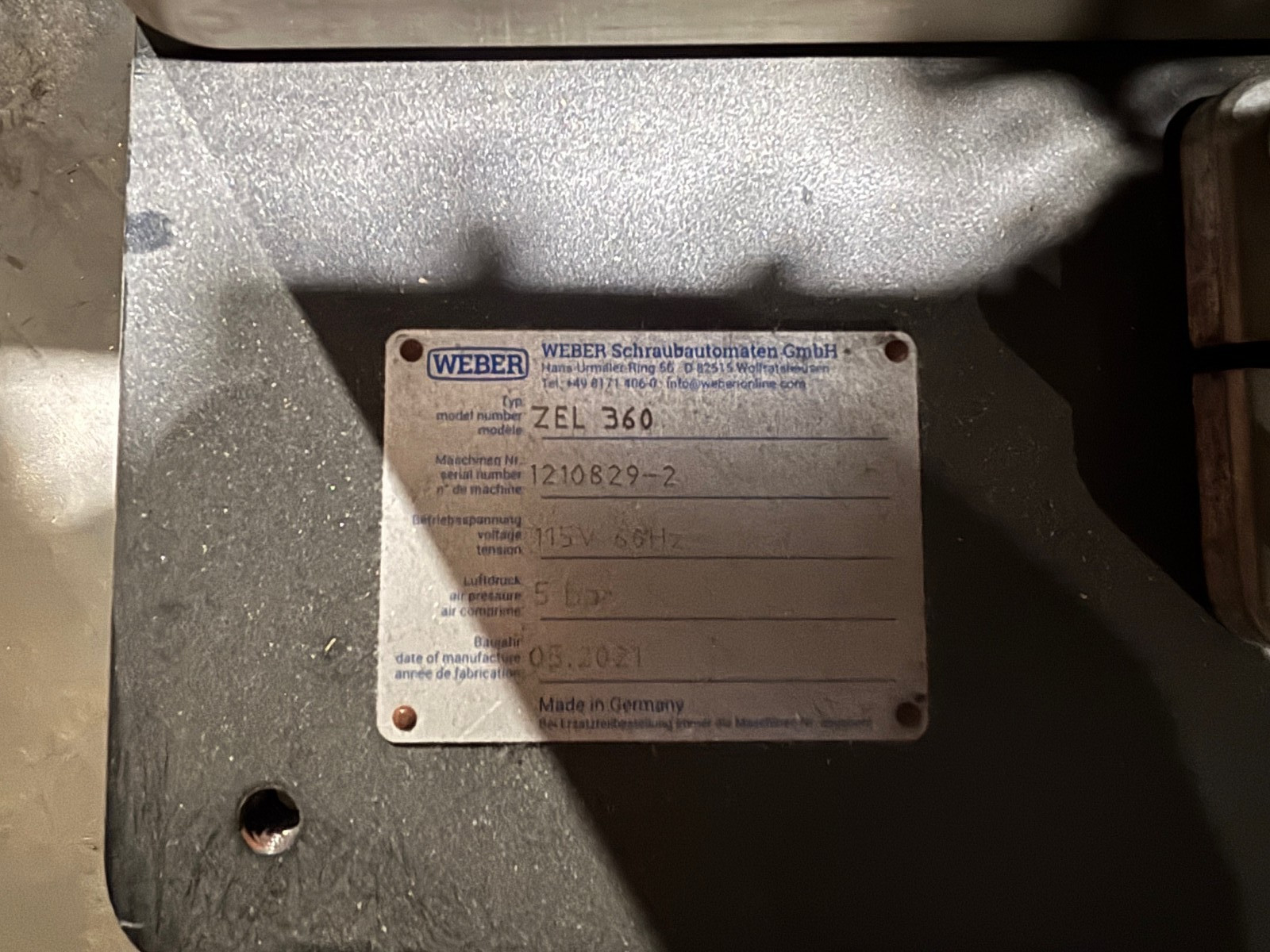 Weber ZEL360 Vibratory Bowl Screw Feeder System ZEL 360, 115V, 2021