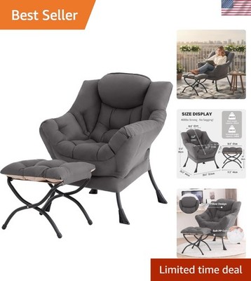 Lazy Chair with Ottoman Modern Lounge Armchair Large Reading Sofa Seat Decor