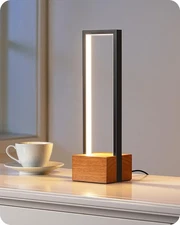 EDISHINE LED Table Lamp, Wooden Bedside Lamp with 3 Color Temperatures, Dimma...
