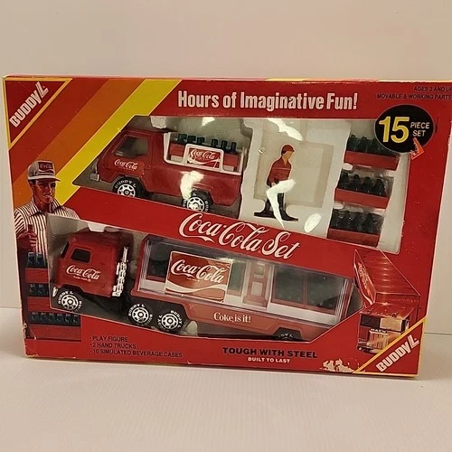 Vintage 1984 Buddy L Coca Cola Set Steel Tractor Trailer Coke Truck