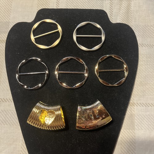 Gold & Silver Tone Metal Fashion Scarf Slides Lot Of 7