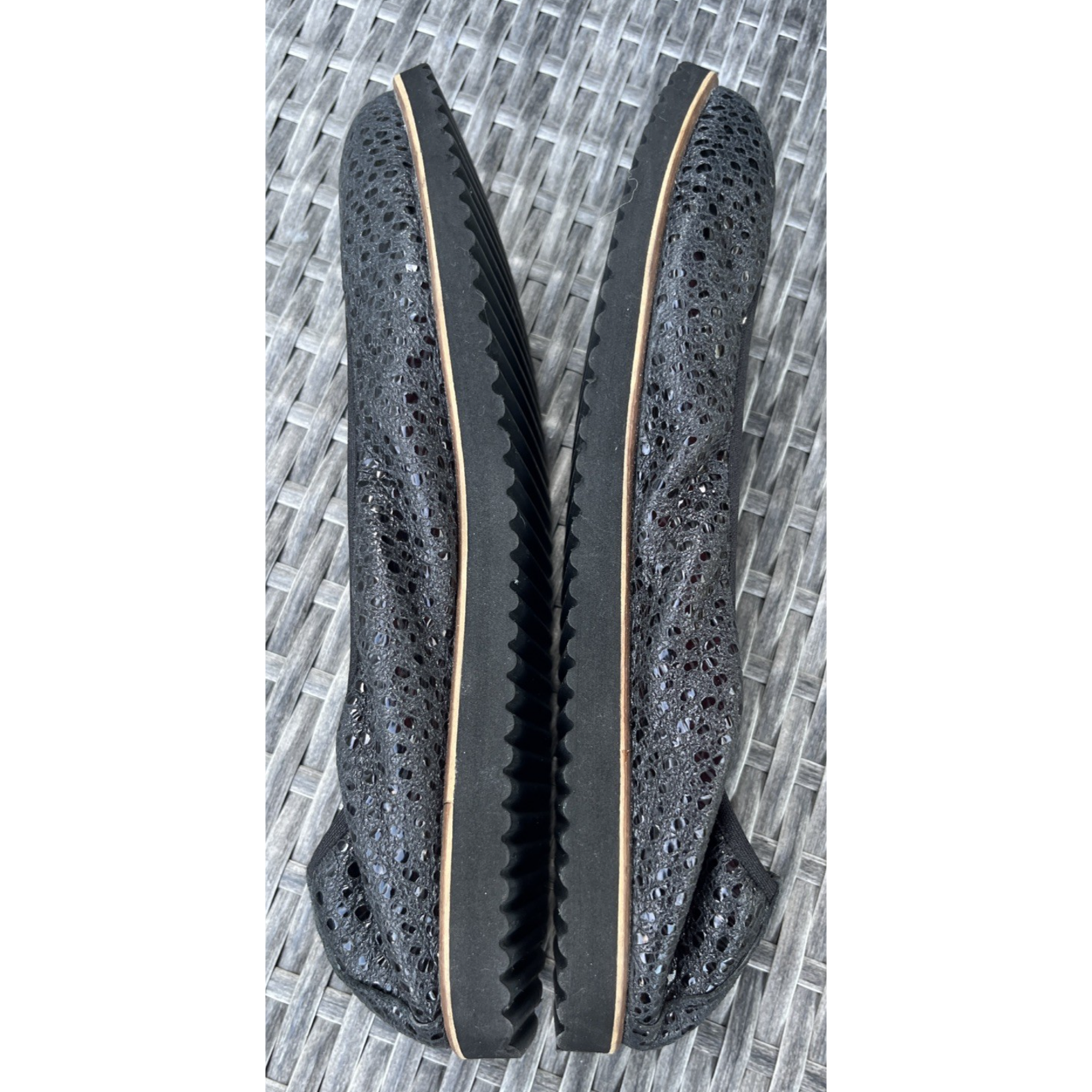 SAOLA Ballerine FS NY suola francese tessuto nero testurizzato scintillante taglia 8 5