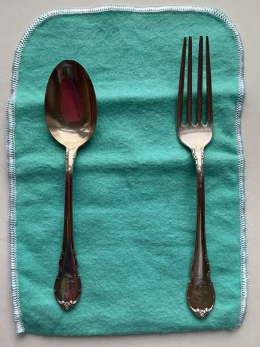 VINTAGE 1941 LUNT STERLING FORK & SPOON VICTORIAN WITH MONOGRAM "NANCY"