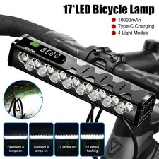 Ultra Bright Bike 17 LED Head Light Bicycle Headlamp USB Rechargeable 10000mAh