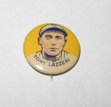1930 PR4 Cracker Jack Baseball Pin Tony Lazzeri New York Yankees NEAR MINT
