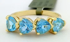 GENUINE 1.60 Cts BLUE TOPAZ RING 10K YELLOW GOLD - Free Certificate Appraisal