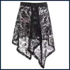 Women's High Waist Irregular Lace Petticoat Underskirt Asymmetric Safety Slip