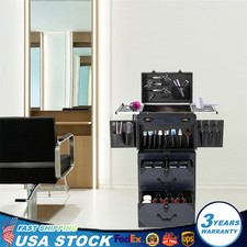 Pro PU Makeup Rolling Case Bag Lockable Cosmetic Wheeled Trolley Box