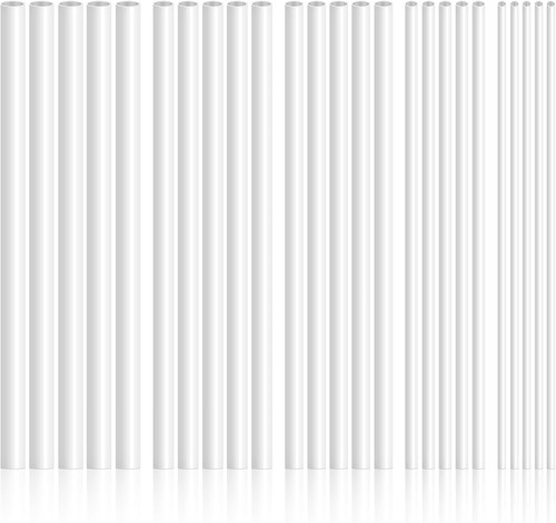 25 Pezzi Tubi Tondi in Plastica ABS 5 Misure 2mm, 3mm, 4mm, 5mm, 6mm, Bianco  - Foto 6 di 8
