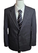 Christian Dior Monsieur VTG 40R Wool Black Blazer Dinner Jacket Men Gray Striped