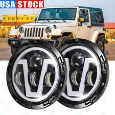 7 Inch Halo Led Headlights Drl Projector For Jeep Wrangler Jk Tj 1997-2021
