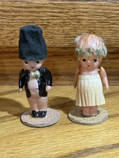 Antique Celluloid Kewpie Bride Groom Dolls Cake Toppers