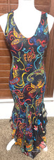 Chico’s silk Y2K maxi dress asymmetric hemline paisley fairy colorful sz 0/S