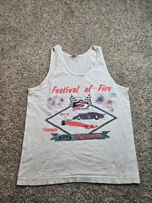Vintage Festival Of Fire NHRA Budweiser Tank Top Shirt Large Single Stitch 90s