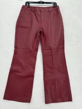Vintage Y2K 90s Metro Style Genuine Leather Lined Pants Red Women s Size 12