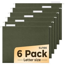 SUNEE Hanging File Folders, 6 Pack Letter Size Hanging File Folders with 1/5-Cut