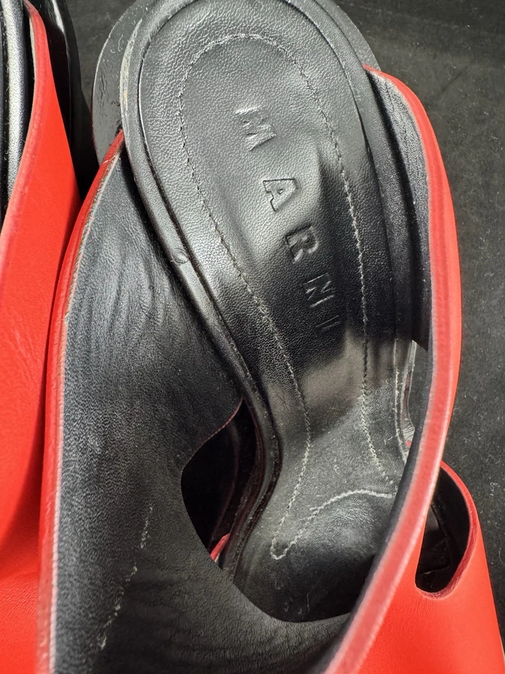 MARNI Block Heel Red Calf Leather Slip-on Size 41 - EUC - Image 4 of 4