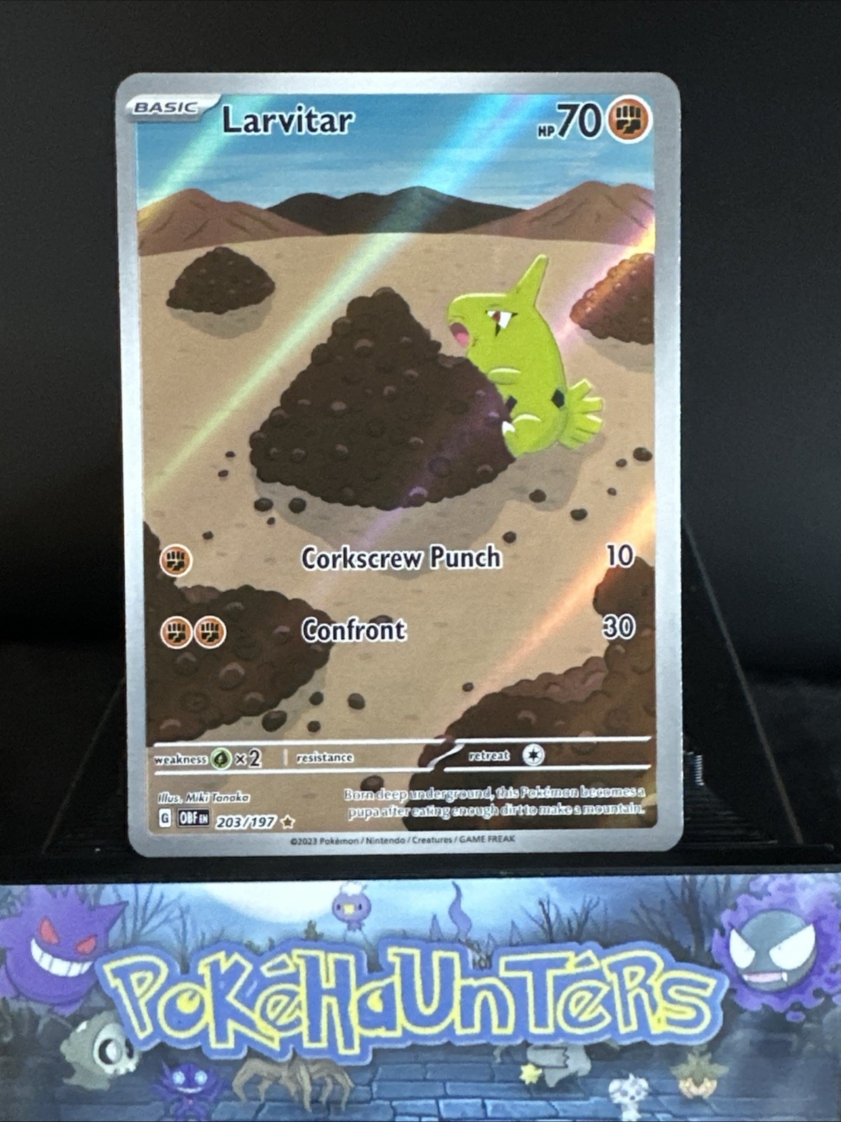 Pokemon Card Larvitar 203/197 Illustration Rare Obsidian Flames Near Mint