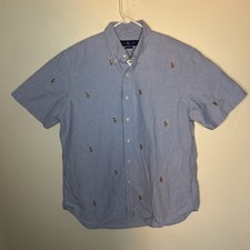POLO RALPH LAUREN MULTI PONY CLASSIC FIT SHORT SLEEVE OXFORD SHIRT LIGHT BLUE XL