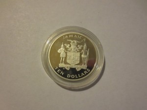 JAMAICA  1982 SILVER TEN DOLLARS WORLD CUP UNCIRCULATED COIN
