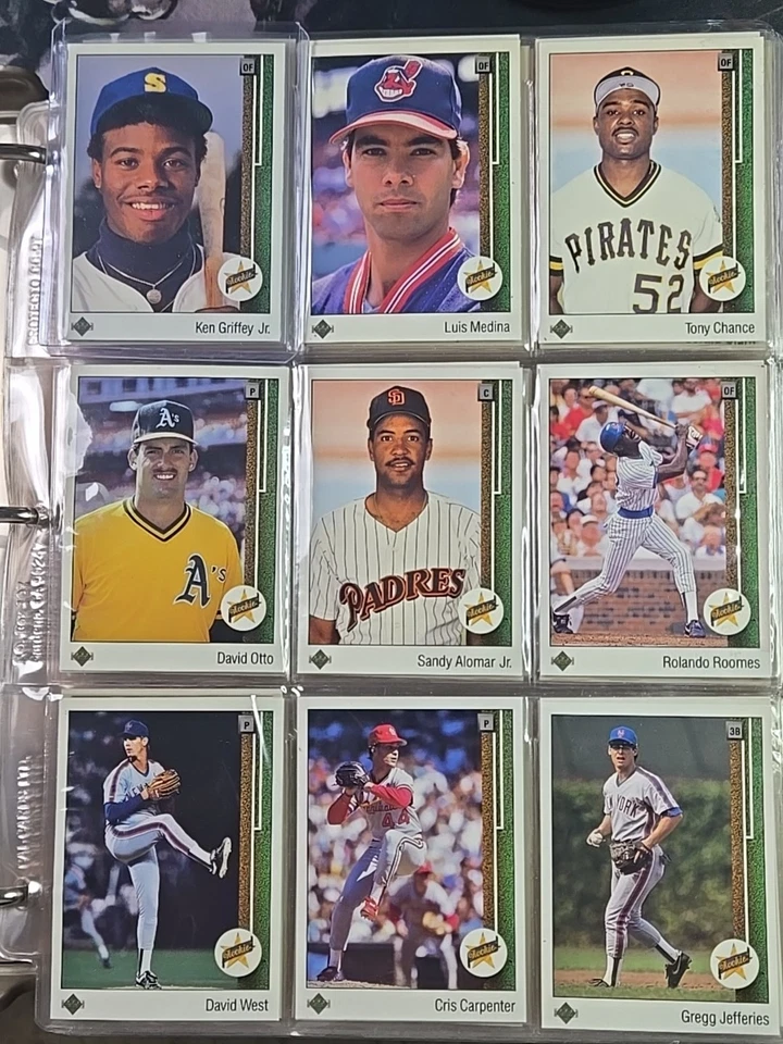 Juego completo de béisbol 1989 Upper Deck 1-800 con pegatinas de novato Ken Griffey Jr RC Foto 2 de 4
