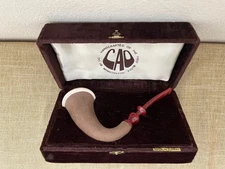 CAO Gourd Calabash Meerschaum Pipe Acrylic Stem Soft Leather Wrap In Box 