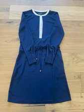 Lauren Ralph Lauren Women's Size 2 Navy White Dress Cinched Waist Long Sleeve