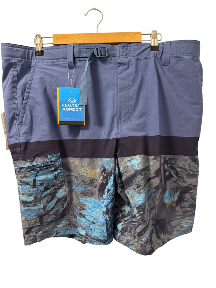 Pantalones cortos de pesca Realtree Aspect para hombre talla XL azul/gris camuflados. Nuevo con etiquetas Foto 2 de 4