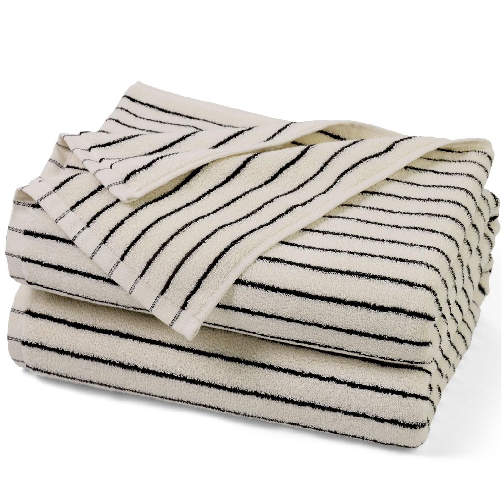 Black and White Striped Bath Towels Set of 2, Lighter & Quick Dry Towels Larg...