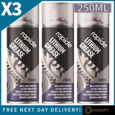 3 x LITHIUM GREASE SPRAY 250ML RAPIDE WHITE MULTI PURPOSE PROTECTS LUBRICATES