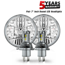 7 Inch Led Glass Headlight Round Classic Look Conversion Chrome Pair 7 Inch Led Glass Headlight Round Classic Look Conversion Chrome Pair