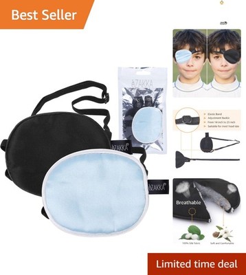 2PCS Breathable Silk Eye Patches - Trendy Blue & Black for Eye Care Therapy