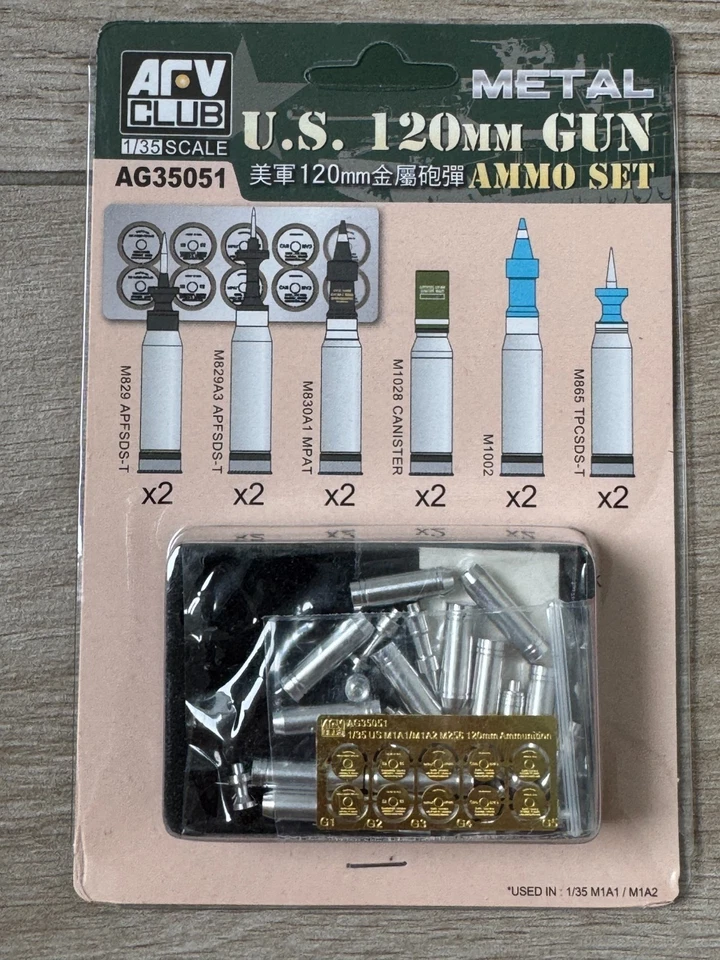 1:35 120 mm AMMO SET Model Upgrade Detail Parts Photo etched, Alu.