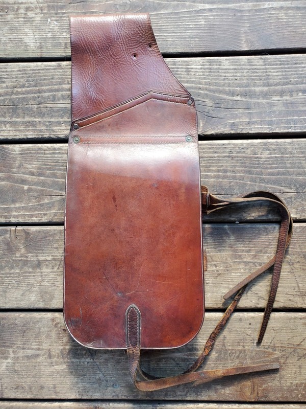 Antique US Cavalry Leather Saddle Bag WWII Horse Western