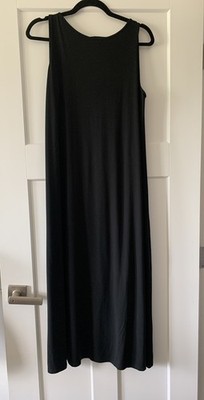 J. Jill Wearever Sleeveless Smocked Back Maxi Long Black Dress Size Medium  | eBay