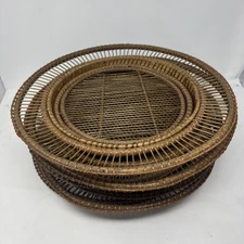 Woven Wicker Rattan Plate Chargers 14 1/2" Diameter Seven (7) Ct VGUC
