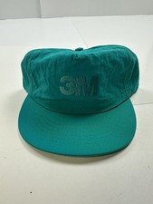 Vintage 3M SnapBack Green Hat Embroidered Made In USA EUC