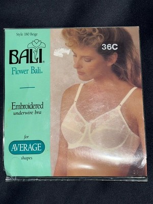 Bali Flower Embroidered Size 36 C Underwire Peachy Beige 180 VINTAGE