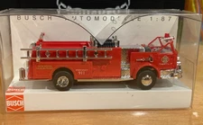 Very Rare Busch HO 1/87 LaFrance Red Pumper Fire Engine Truck #37 #46011 NIB