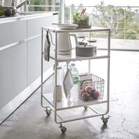 KüChenwagen Auf Rollen Weiß Metall 3 Ebenen 38X81X49Cm Yaamzaki Home