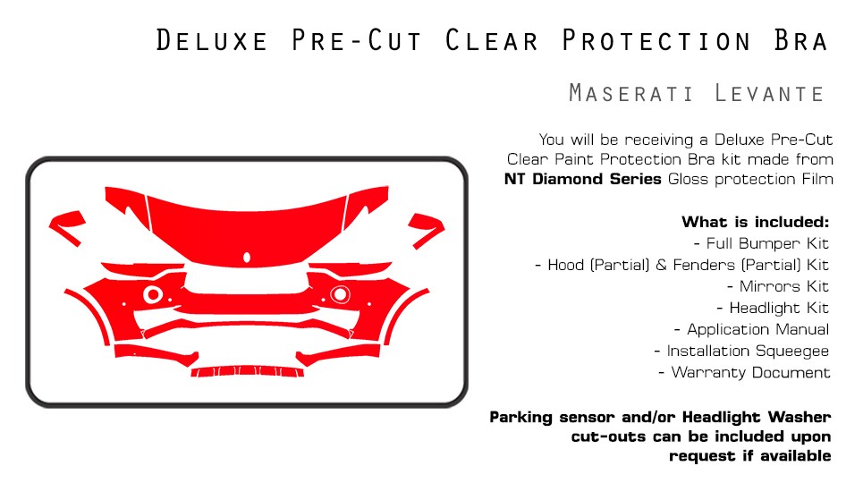 Maserati Levante 2017-2021 PreCut Paint Protection Film Clear Bra PPF Kit