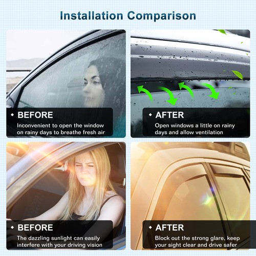 Window Visors for 2007-2011 Toyota Camry Rain Guards Deflector 4 Pcs - Picture 7 of 15