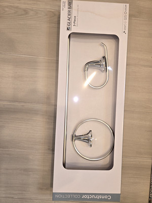 Constructor 3-piece Bath Hardware Set 24'' Towel Bar Towel Ring TP Holder, Chrome
