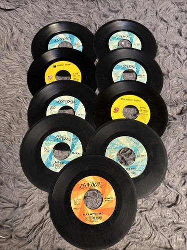 THE ROLLING STONES 45 RPM -  LOT OF 9 RECORDS