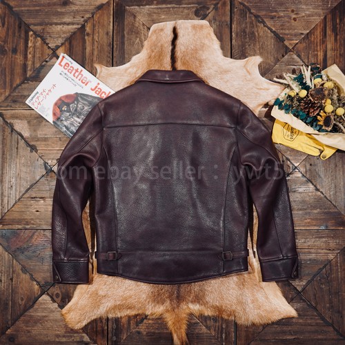 Full Grain Vegetable Tanned Washed Cowhide Men's Genuine Leather Biker Jacket - Picture 2 of 14