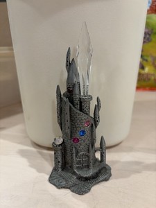 Vintage Pewter Mythical Crystal Castle Paper Weight Figure Sculpture