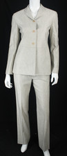 JIL SANDER Light Heather Gray Wool-Silk Blend Woven Blazer  Pant Suit Set 36