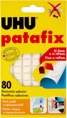 UHU Patafix Removable Adhesive Putty, White Mounting Gum, 80 Pieces, Reusable